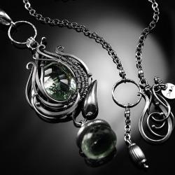srebrny,naszyjnik,zielony,ametyst,wire-wrapping - Naszyjniki - Biżuteria