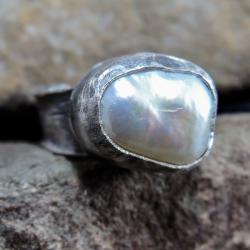 perła,pierścionek z perłą,srebrny pierścionek - Pierścionki - Biżuteria
