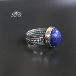 lapis lazuli,srebro oksydowane,boho pierścionek - Pierścionki - Biżuteria