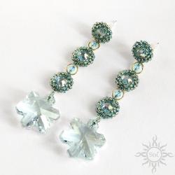 zima,śnieżynka,niebieskie,kryształy,wieczorowe - Kolczyki - Biżuteria