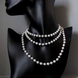 naszyjnik,białe perły hodowlane,srebro - Naszyjniki - Biżuteria