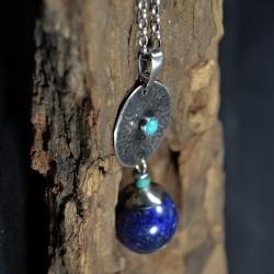 długi naszyjnik z lapis lazuli i turkusem - Naszyjniki - Biżuteria