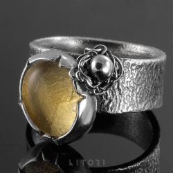 pierścionek,żółty,cytrytn,litori,surowy - Pierścionki - Biżuteria