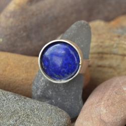 prosty pierścień,pierścień z lapis lazuli,boho - Pierścionki - Biżuteria