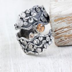 Srebrny pierścionek z cyrnoniami - Pierścionki - Biżuteria