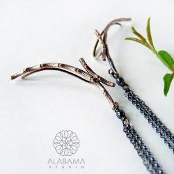 bamboo twigs,ear climber earrings,alabama - Kolczyki - Biżuteria