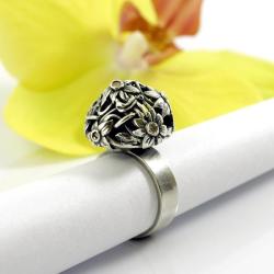 kwiatowy,srebrny pierścionek,Marta Grzywna - Pierścionki - Biżuteria