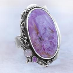czaroit,fioletowy pierścionek,litori - Pierścionki - Biżuteria