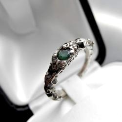 szmaragd,pierścionek zaręczynowy,bluszcz,las - Pierścionki - Biżuteria