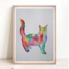Obrazy kot,kolorowy,akwarela,abstrakcja