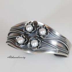 srebro,perła - Bransoletki - Biżuteria