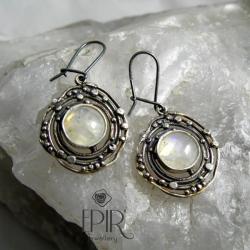 Kolczyki srebrne z kamieniami księżycowymi - Kolczyki - Biżuteria