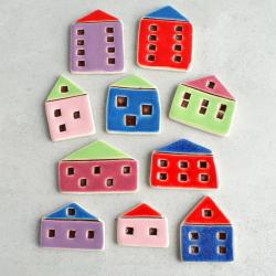 domki,magnesy,kolorowe - Magnesy na lodówkę - Wyposażenie wnętrz