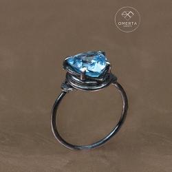 omerta_jewelry,pierscionek,topaz london blue - Pierścionki - Biżuteria