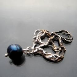 czarna perła,opalizująca,perła naturalna,wisior - Wisiory - Biżuteria