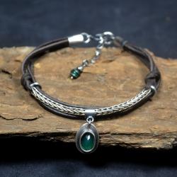 bransoleta z zielonym kamieniem,z agatem, - Bransoletki - Biżuteria