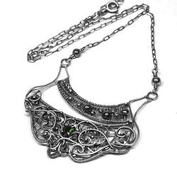 oryginalny naszyjnik z zielonym oczkiem - Naszyjniki - Biżuteria