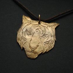 tygrys,wisior,biżuteria z brązu,handmade,fiann - Wisiory - Biżuteria