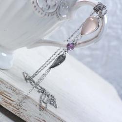Srebrny naszyjnik z kwarcem różowym i ametystem - Naszyjniki - Biżuteria