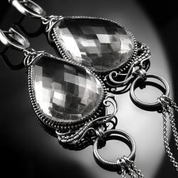 srebrne,kolczyki,wire-wrapping,kryształ,górski - Kolczyki - Biżuteria