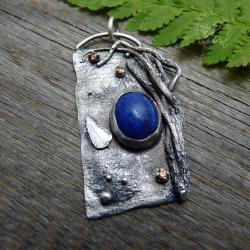 srebrny,organiczny,natura,drzewo,Lapis Lazuli - Wisiory - Biżuteria