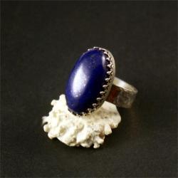 srebrny pierścionek z lapis lazuli - Pierścionki - Biżuteria