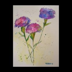 kwiatki,fiolet,akwarela - Obrazy - Wyposażenie wnętrz