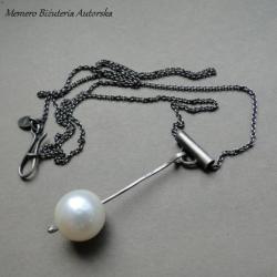 srebro,perła,naszyjnik - Naszyjniki - Biżuteria