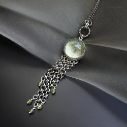 wisior,srebrny,z zielonym ametystem,długi - Wisiory - Biżuteria