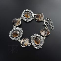 bransoletka,srebrna,z agatem dendrytowym - Bransoletki - Biżuteria