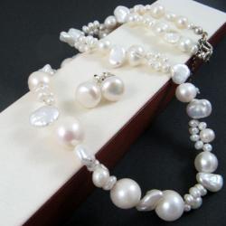 elegancki,perłowy komplet,awangardowy - Komplety - Biżuteria