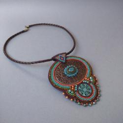 naszyjnik orientalny,haft koralikowy,lekki,krótki - Naszyjniki - Biżuteria