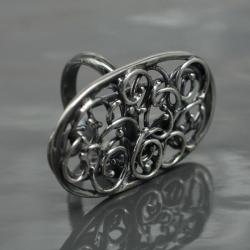 pierścionek,srebro,czyste,wire wrapping,duży - Pierścionki - Biżuteria