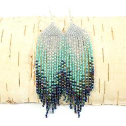 długie,kolczyki indiańskie,koralikowe - Kolczyki - Biżuteria