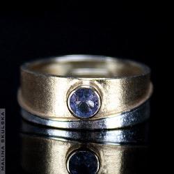 obrączka,pierścionek,złocony,srebrny,tanzanit - Pierścionki - Biżuteria