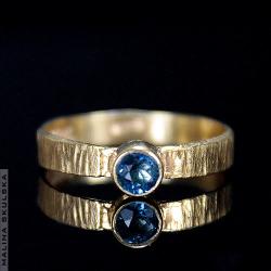 pierścionek,ryflowany,faktura,topaz,złocony - Pierścionki - Biżuteria