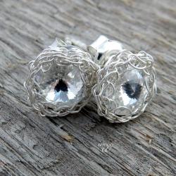 koronkowe kolczyki sztyfty z kryształami - Kolczyki - Biżuteria