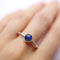 pierścionek,srebrny,labradoryt,niebieski,delikatny - Pierścionki - Biżuteria