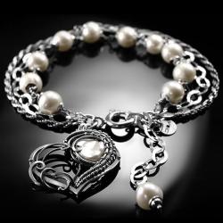 srebrna,bransoletka,wire-wrapping,perły,ciba,biała - Bransoletki - Biżuteria