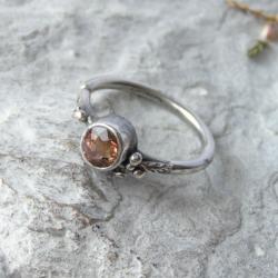 pierścionek z pomarańczowym turmalinem - Pierścionki - Biżuteria