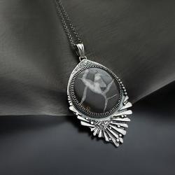 wisior,srebrny,z kamieniem smoczym - Wisiory - Biżuteria