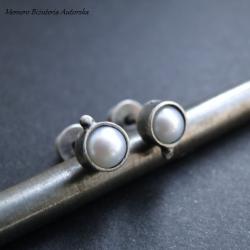srebro,perły,mini,bąble,sztyfty - Kolczyki - Biżuteria