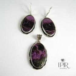 Komplet biżuterii srebrnej z purpurytami - Komplety - Biżuteria