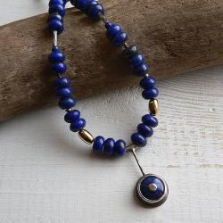 lapis lazuli,z lapisem lazuli,na rzemieniach - Naszyjniki - Biżuteria