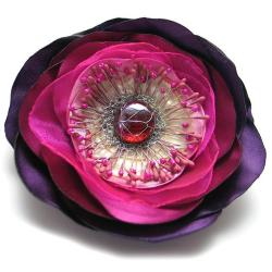broszka,kwiat,satyna,elegancka,romantyczna - Broszki - Biżuteria