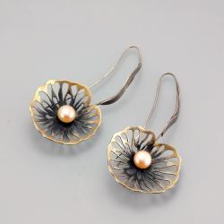 Kolczyki z perłami,Marina Noske,motyw kwiatowy - Kolczyki - Biżuteria