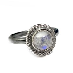 srebrny,kamień księżycowy,blask,srebro,delikatny - Pierścionki - Biżuteria