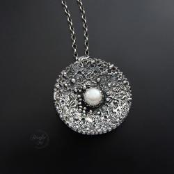 srebrny,naszyjnik,z perłą - Naszyjniki - Biżuteria