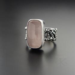 srebrny,pierścionek,z kwarcem różowym - Pierścionki - Biżuteria