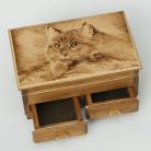 Pudełka kot,pirografia,wypalanie